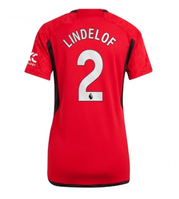 Manchester United Victor Lindelof #2 Replica Home Stadium Shirt for Women 2023-24 Short Sleeve